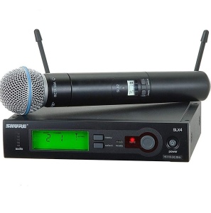 Shure SLX2/Beta 58A Professional Wireless Microphone, Automatic Frequency Selection, Audio System, LCD Screen, karaoke