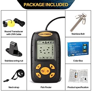 Sonar Fish Finder Model 2021 portabil cu ecran LCD, pentru localizarea peștilor, determinării adâncimii apei la mare, lac, râu sau baltă - Img 2