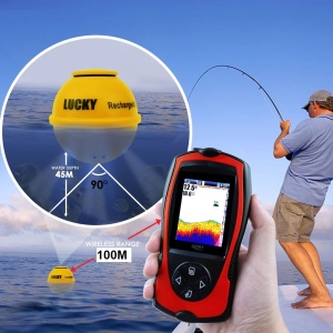 Sonar pești, wireless, detectare dimensiune pește, distanță 100 m , adâncime 45 m, cu acumulator reîncărcabil - Img 5