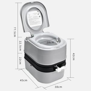 Toaletă Ecologică Portabilă Premium 24L – Dublă Evacuare, Fără Miros, Indicator Nivel Umplere, Înălțime mare 42 cm - Img 5