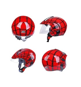 Casca de protectie copii model Spiderman vedere din mai multe unghiuri rosu - Flytec™