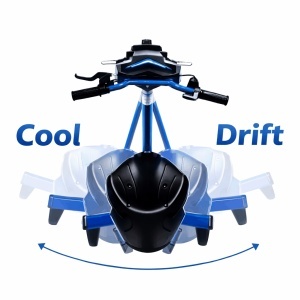 Trotinetă drift albastră văzută de sus, cu roți din spate pentru drifturi distractive - Flytec™