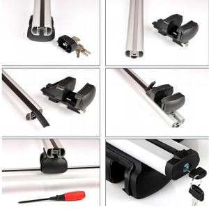 Set bare portbagaj auto de plafon, din dur-aluminiu cu montaj pe bare longitudinale ca la Logan, Duster etc.