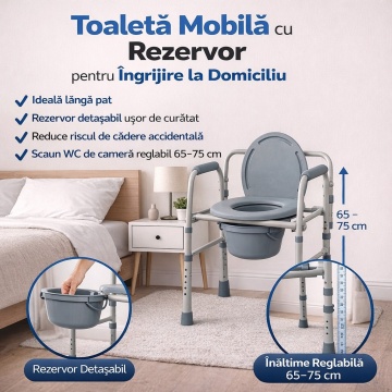 Scaunul WC mobil DenisNetwork™ este soluția ideală pentru persoanele vârstnice