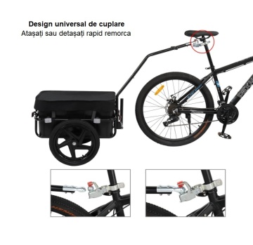 Remorcă de bicicletă cu elemente reflectorizante pentru vizibilitate