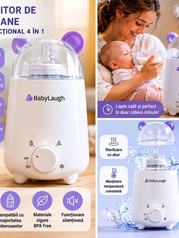 Incalzitorul Multifunctional BabyLaugh pentru Biberoane si Hrana Bebelusi combina functiile de incalzire rapida, dezghetare delicata si sterilizare eficienta intr-un singur dispozitiv compact. Solutia ideala pentru pregatirea sigura si rapida a laptelui s