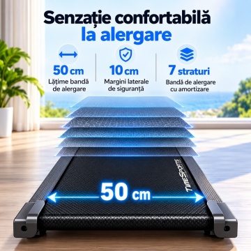 Bandă de Alergare Electrică TimeSports JC-520, Pliabilă, Motor 2.5 CP, Viteză 1–10 km/h, Amortizare 7 Straturi, LCD, Difuzoare Integrate, Negru - Img 5