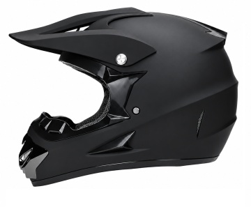 Cască cross Storm Black Flytec™ - vedere laterală, cozoroc fixat cu șuruburi metalice și fante de ventilație