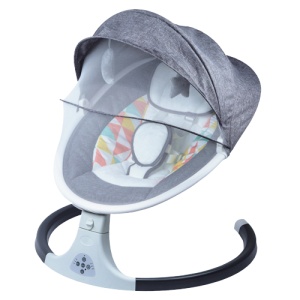 Electric Baby Swing, Baby Rocking Chair with Swing Steps, Protective Net, Bluetooth Connection, Remote Control, USB, Toys and Melodies