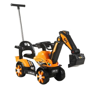 Electric Excavator Car for Children, Electric Arm with Control Lever, Backrest, Side Bars, 2-7 Years, Orange