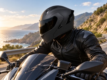 Full Face Flip-Up Black Night Motorcycle Helmet with Double Visor, Internal Sun Visor and Ventilation – Modular Helmet for Motocross, ATV and Scooter - Img 2