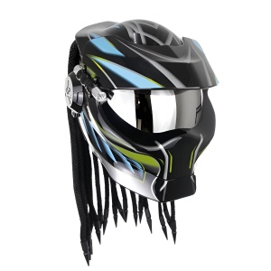 Full-Face, Open-Face, Smoke Visor, Customized Predator Motorcycle Helmet, Sizes: M, L, XL - Flytec™