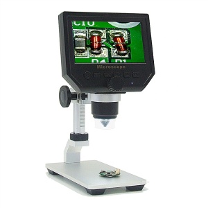 Microscop FullHD cu mărire 1-600X cu ecran propriu și cameră 3.6 Mp 8 LED, pentru reparații electroniști, bijutieri, analize medicale