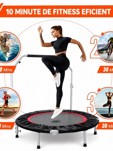 Home Fitness and Cardio Trampoline, Foldable, 102 cm, 120 kg, with Steel Springs - Img 7