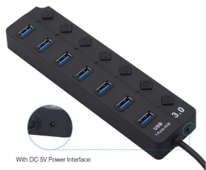 Hub USB 3.0, cu 7 porturi, adaptor alimentare, super viteză - Img 3