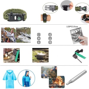 Kit de supraviețuire 40 piese, multifuncțional pentru drumeții / Rucsac drumeție / camping, Rucsac prim-ajutor - Img 3