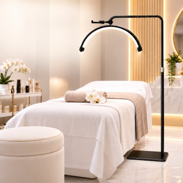 Lampă Semilună LED Profesională MoonLight 70 cm, 50W, Lumină Reglabilă, Manichiură, Gene, Cosmetică - Img 1