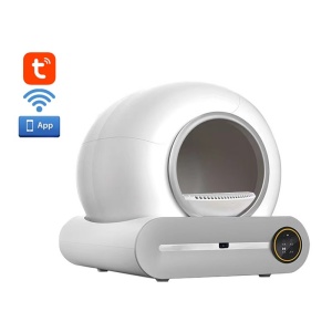 Litieră Automată Smart pentru Pisici, Sistem Auto Curățare, Sterilizare UV, Senzori Ambientali Deep-Clean, Aplicație Tuya, Infraroșu, Display Tactil, Silențioasă, 9L - Img 1