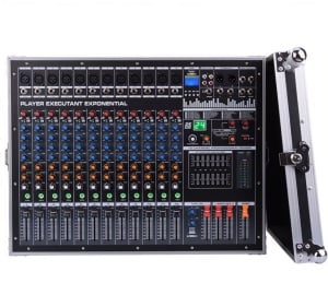 Mixer audio profesional 16 canale, 1800W x 2, 12 intrări microfon/instrumente, funcție karaoke, efecte, bluetooth, USB/SD, LCD - Img 1