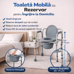Scaunul WC mobil DenisNetwork™ este soluția ideală pentru persoanele vârstnice