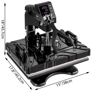 Presă transfer termic 30x38cm, personalizări 10 în 1 la 1000w, sublimare combo, tricouri, ceramice, hanorace, fețe de pernă, ghiozdane, stegulețe, căni, șepci, farfurii, pixuri - Img 2