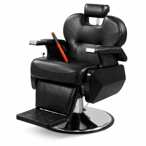 Professional Barber Chair Roma, Hydraulic, 360 rotation - Dittom, Upholstered with black eco-leather