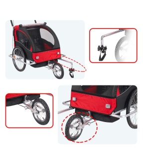 Remorcă bicicletă 2 în 1, cărucior copii / animale mici cu roți gonflabile - Img 5