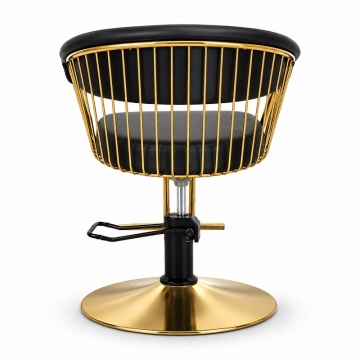 Scaun Coafor Profesional Hidraulic Negru Auriu, Reglabil pe Înălțime, cu Suport Picioare - Img 4