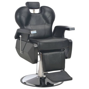 Scaun Salon , Frizerie, Coafor, Barber, Reglabil pe înățime, Model Roma, Capitonat cu piele ecologică neagră - Img 2