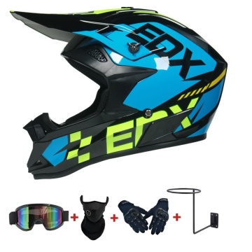Set Cască Moto Cross și ATV Vortex Premium cu Ochelari, Mănuși, Cagulă și Suport - Enduro, Quad, S-XL - Flytec™