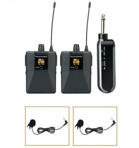 Set Microfoane Lavalieră Wireless Profesionale cu Receptor – 2 Transmițătoare + 1 Receiver Karaoke & Conferințe