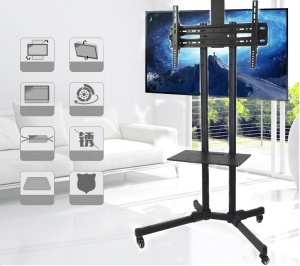 Stand/Stativ/Suport mobil 3 în 1 pentru TV de 32&quot;-65&quot; + Laptop + Cameră web, cu roți blocabile, utilizare la ședințe, prezentări, petreceri etc. - Img 4