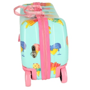 Troler Ride-On Pentru Copii Ice Cream, Valiza cu 4 roti directionale , Curea Transport, Suport Picioare, 28L, Greutate maxima 30kg, Turcoaz - Img 4