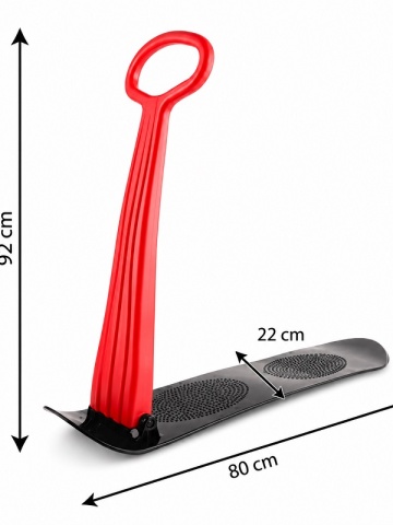 Dimensiuni trotinetă roșie: 92 cm înălțime, 80 cm lungime și 22 cm lățime