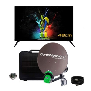 Truck / camping / caravan antenna tv kit, 48cm TV COMPATIBLE CI+ CARD with double suction cup antenna, 12/24V power supply, CI+ slot
