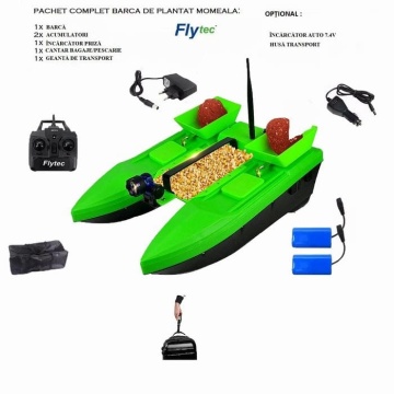 Barca/Navomodel de pescuit plantat si nadit momeala cu telecomanda Flytec D15, 3 cuve, 2 motoare,2xAcumulatori 5200mAh