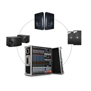 Mixer 12 canale, 600W x 2, 12 intrări microfon/instrumente, funcție karaoke, efecte, bluetooth, USB/SD, LCD
