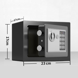 Seif digital culoare neagra cu tastatura electronica si dimensiuni 17x23 cm - Educate™