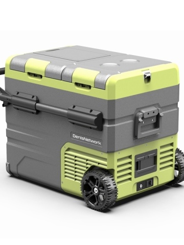 Frigider auto bicameral cu roti vedere exterioara design compact pentru autorulota - DenisNetwork™