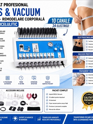 Aparat Profesional EMS & Vacuum 2 în 1 – Remodelare Corporală, Tonifiere și Anticelulitic - Img 3