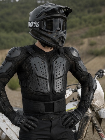 Armură de protecție motocicletă, geacă moto velo, reglabilă pe corp din material respirabil cu multiple puncte de protecție - Flytec™ - Img 4