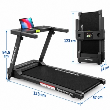 Bandă de Alergare Electrică TimeSports JC-520, Pliabilă, Motor 2.5 CP, Viteză 1–10 km/h, Amortizare 7 Straturi, LCD, Difuzoare Integrate, Negru - Img 2