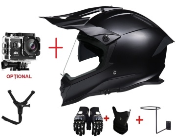 Cască adventure touring Black Rider neagră cu accesorii și suport de perete - Flytec™