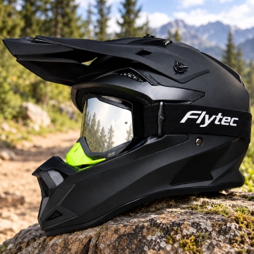 Cască Moto Full Face Integrală Cross ATV Enduro, pentru Copii și Adulți, Motocicletă, Scuter, Cască Protecție, Force Ride-Flytec - Img 2