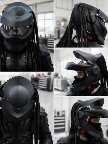 Cască Moto Predator Full Face cu Vizieră Fumurie, Ochelari de Soare Integrați, Lumină LED și Interior Detașabil pentru Motocicletă, ATV și Enduro Flytec - Img 3