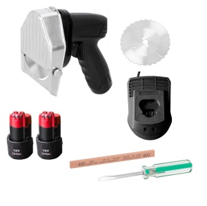 Cutit electric kebab/shaorma profesional fara fir, putere 80W, 2 baterii incluse, lama zimtata suplimentara - Img 1