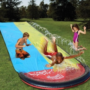 Double water slide, fun game for children of all ages