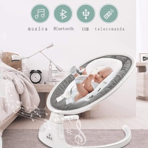 Electric Swing, Rocking Chair with Folding Roof and Mosquito Net for Babies, Bluetooth Connection, Telephone, Remote Control, Toys and Songs - Img 5