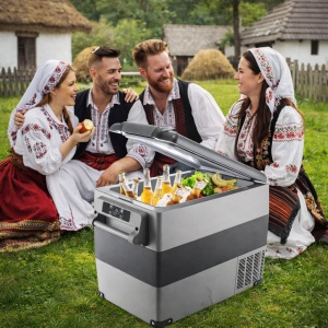 Frigider auto 45l cu compresor cu congelare pentru rulotă, camion, dube 3,5t cu alimentare la brichetă 12-24V, baterii panou solar - Img 2