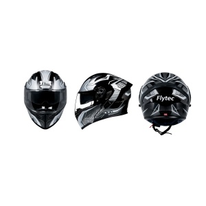 Full Face Flip Up Motorcycle/Scooter Helmet With Double Visor – Black/White Sport Design, Modular Folding System - Img 6